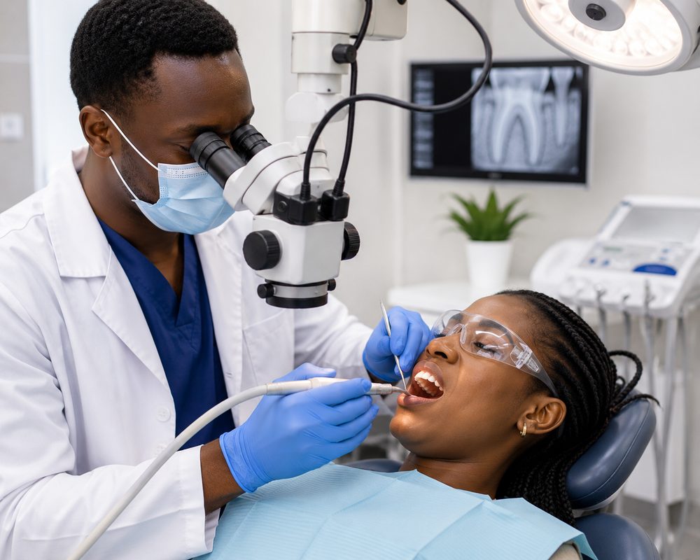 Endodontics — root canal treatment in progress